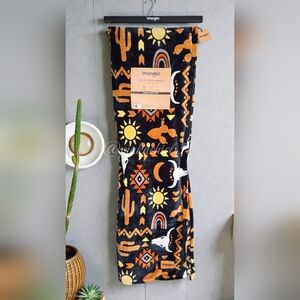 Wrangler Western Southwestern Aztec Cactus Bull Steer Head Plush Throw Blanket